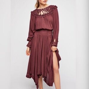Free People Camille Macrame Asymmetrical Boho Dress Small